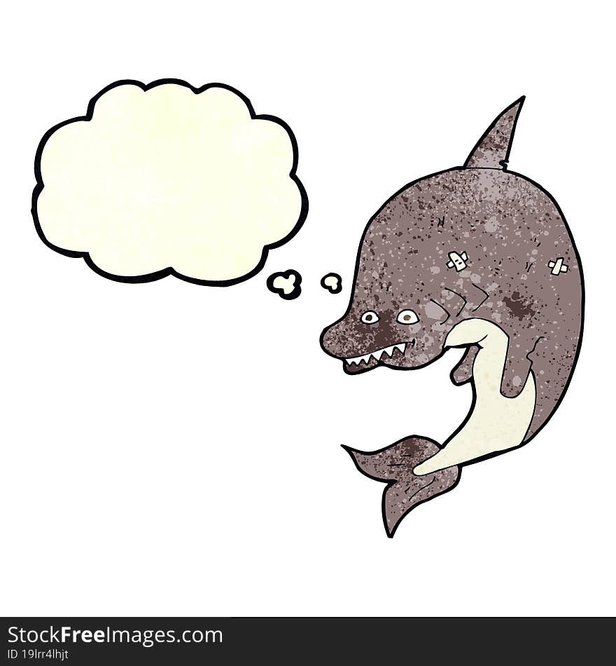 cartoon shark with thought bubble