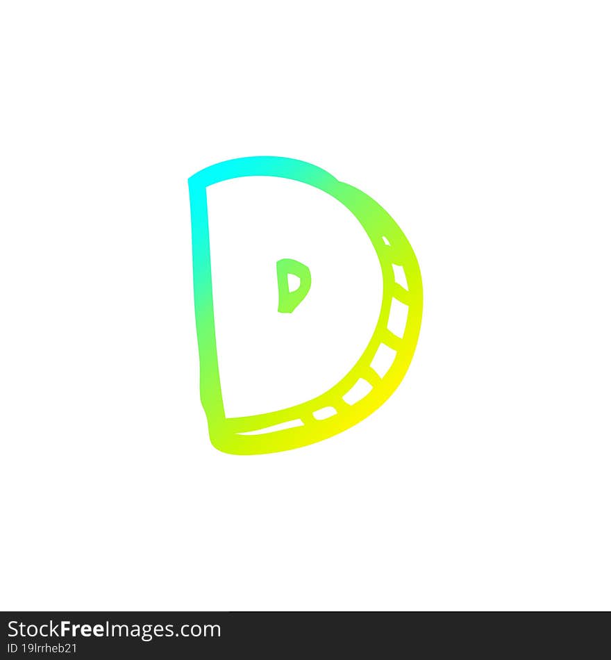 cold gradient line drawing of a cartoon letter d