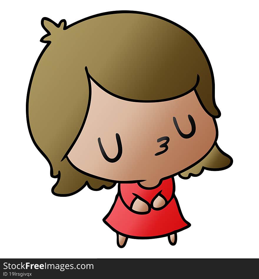 gradient cartoon illustration of a cute kawaii girl. gradient cartoon illustration of a cute kawaii girl