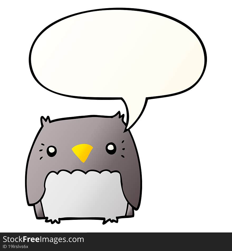 cute cartoon owl and speech bubble in smooth gradient style