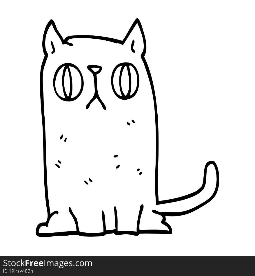 line drawing cartoon funny cat