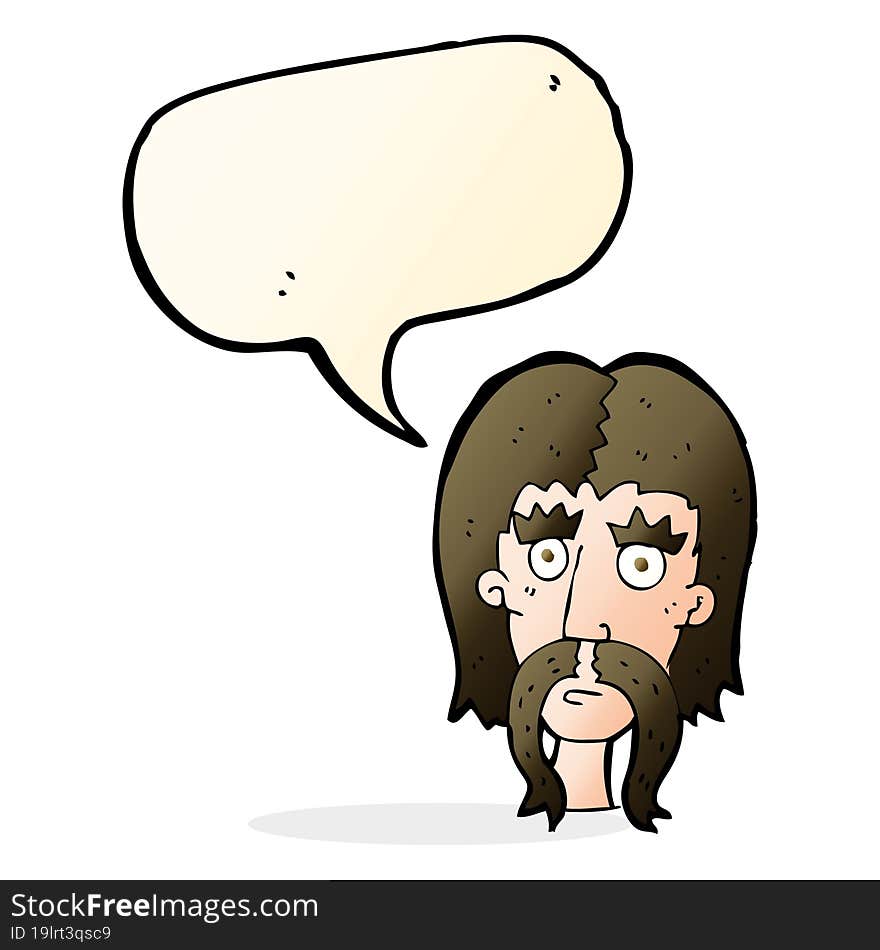 cartoon man with long mustache with speech bubble