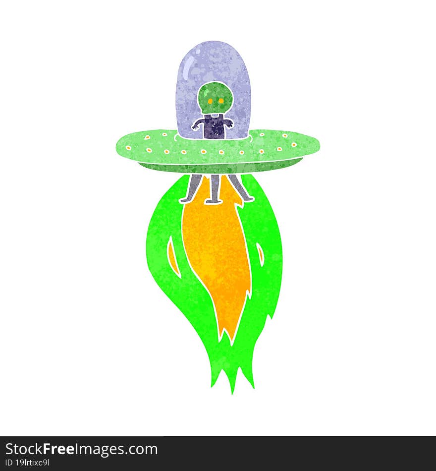 retro cartoon flying saucer