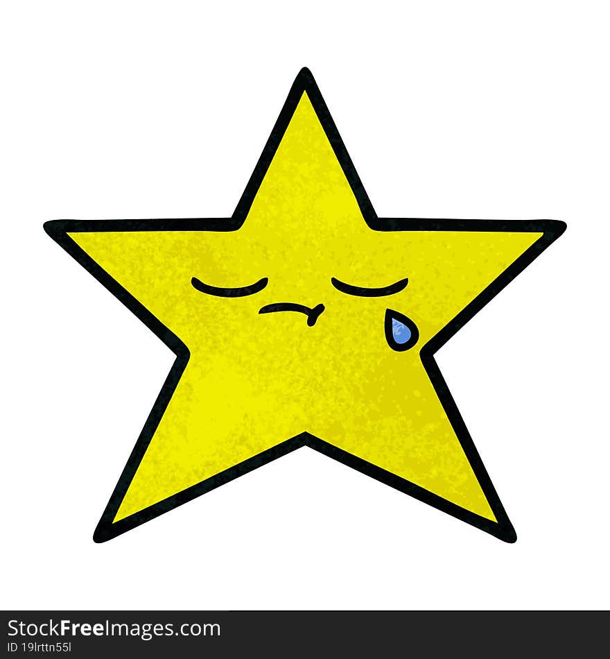 retro grunge texture cartoon of a gold star