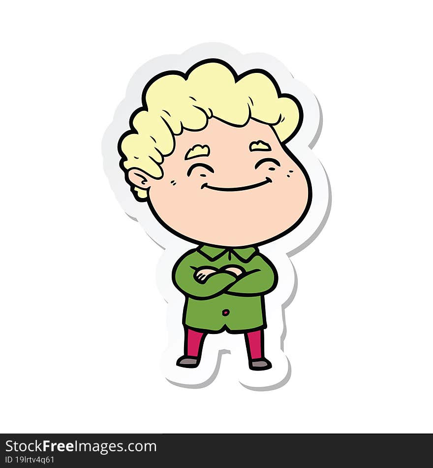 sticker of a cartoon friendly man