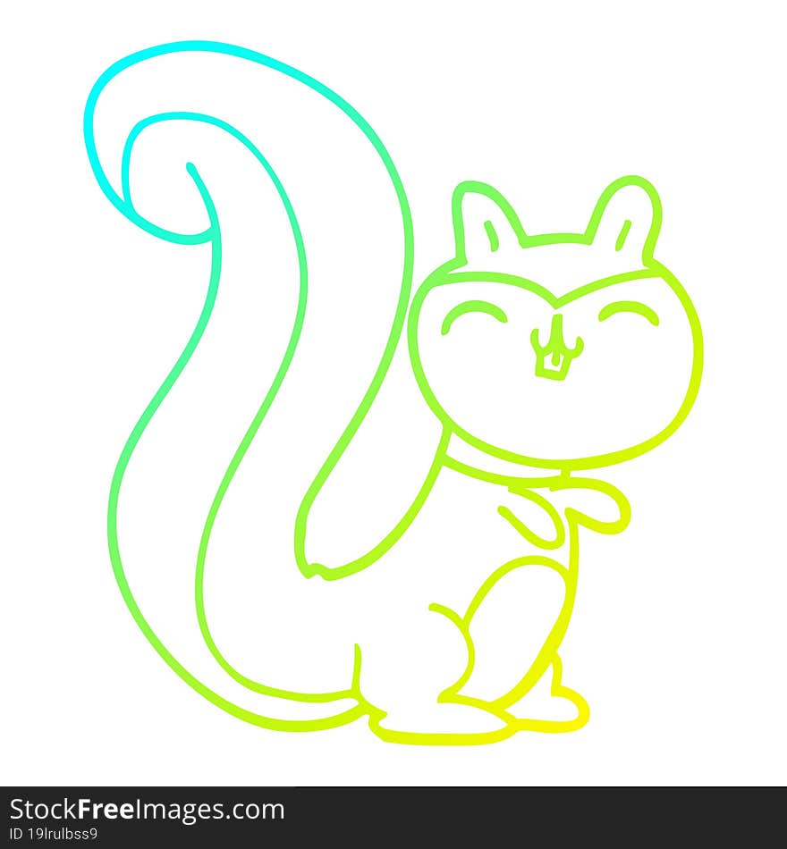 cold gradient line drawing cartoon happy squirrel