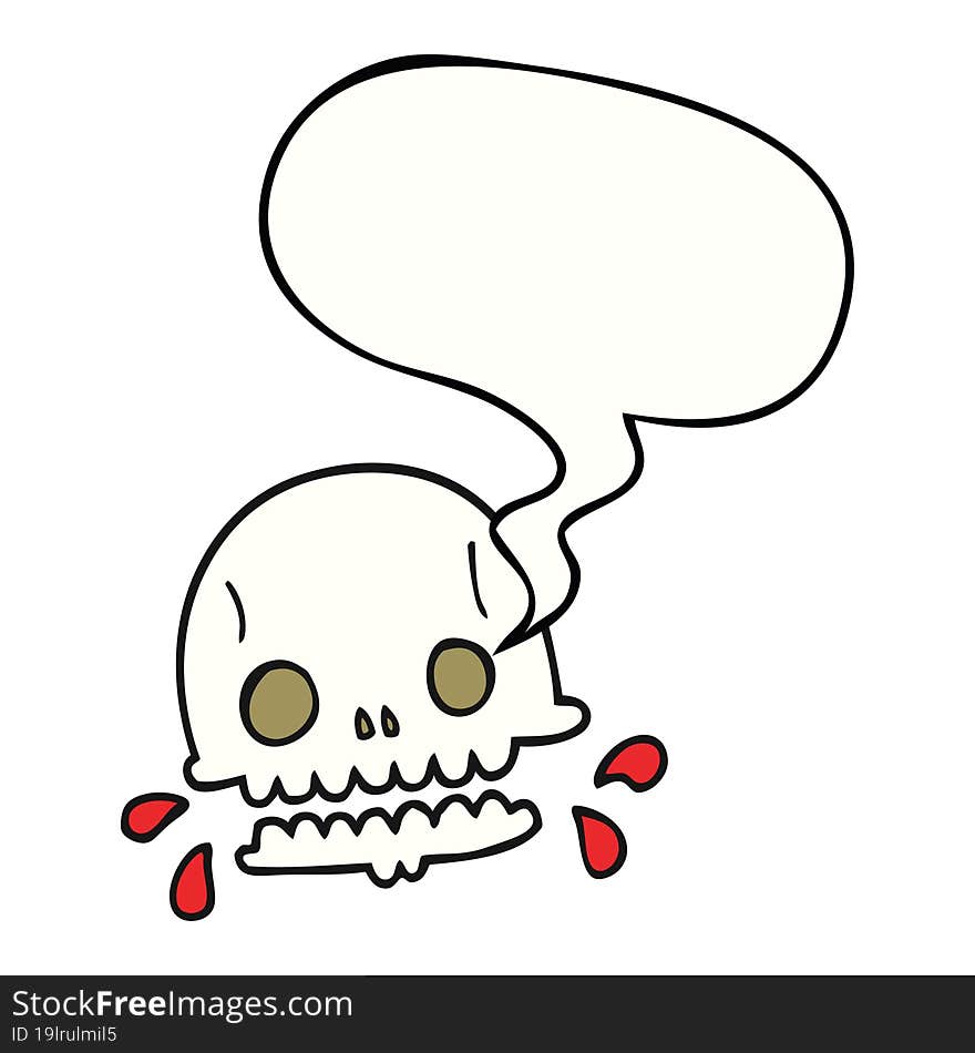 cartoon spooky skull with speech bubble. cartoon spooky skull with speech bubble