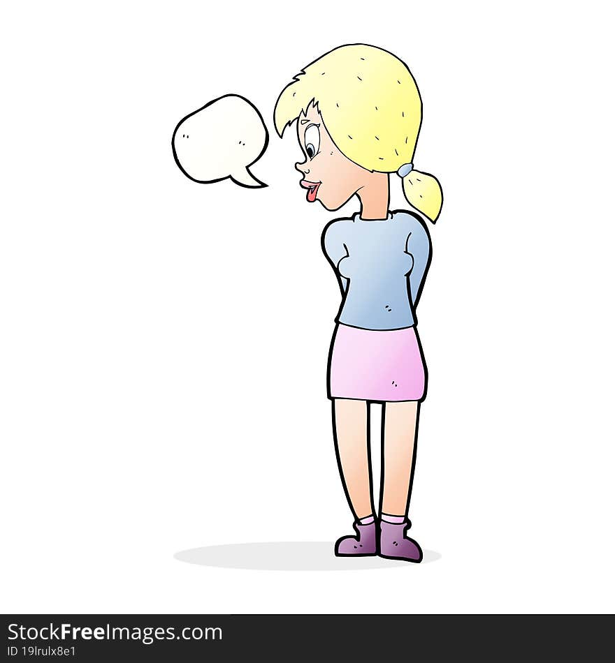 cartoon pretty girl with speech bubble