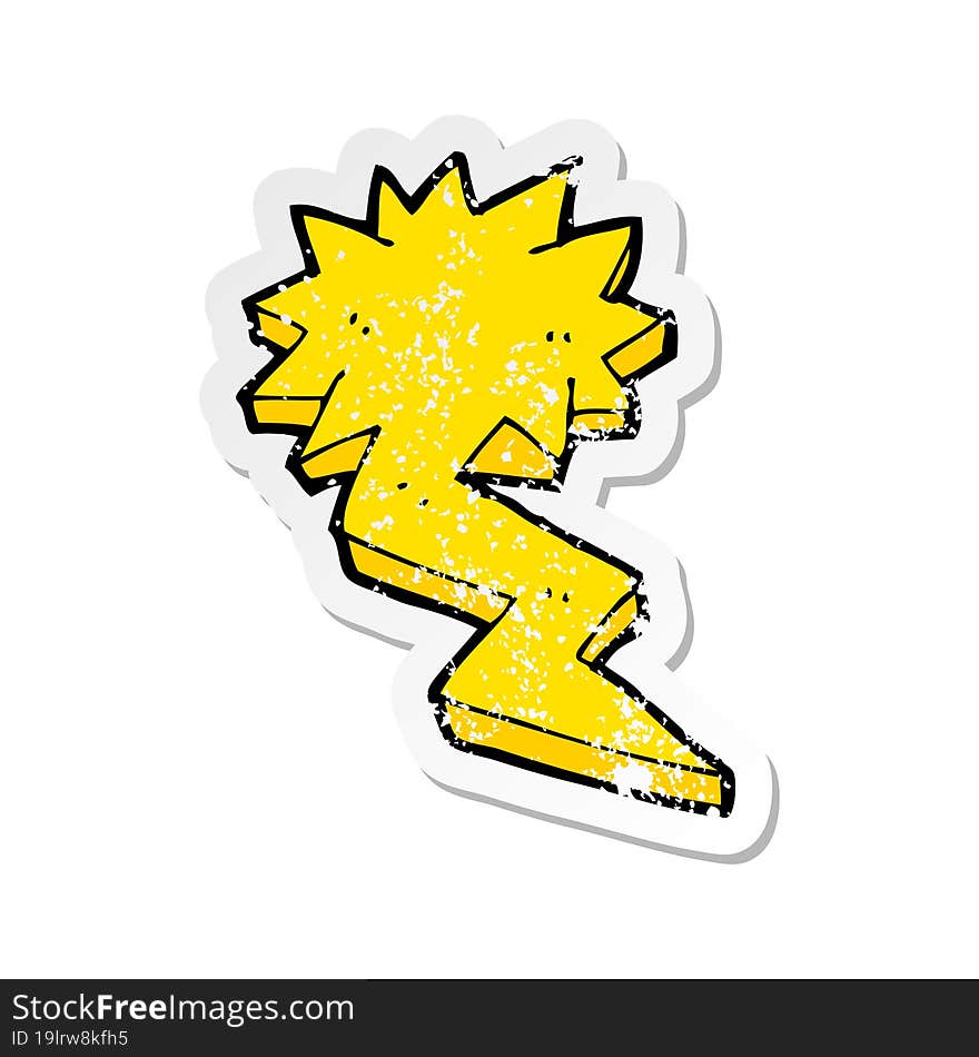 retro distressed sticker of a cartoon lightning bolt symbol