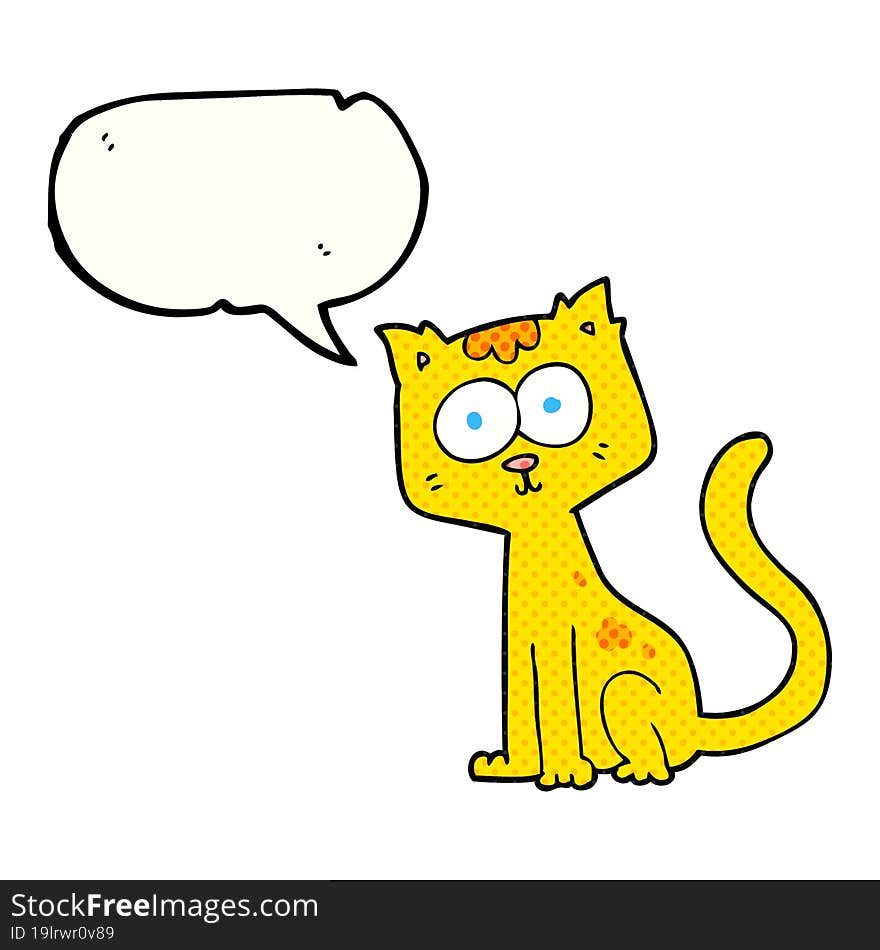 freehand drawn comic book speech bubble cartoon cat