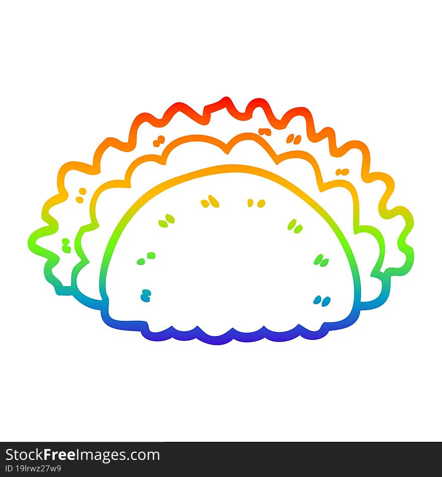 Rainbow Gradient Line Drawing Cartoon Healthy Taco