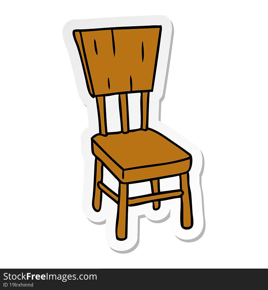 sticker cartoon doodle of a  wooden chair