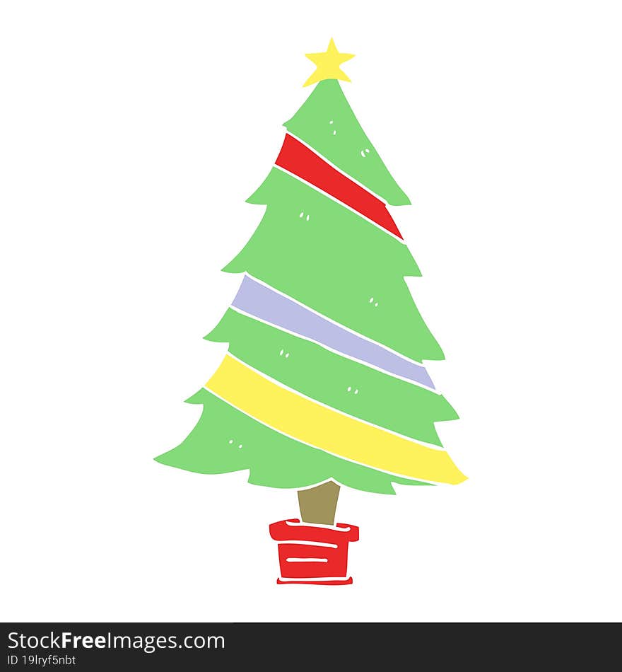 flat color style cartoon christmas tree