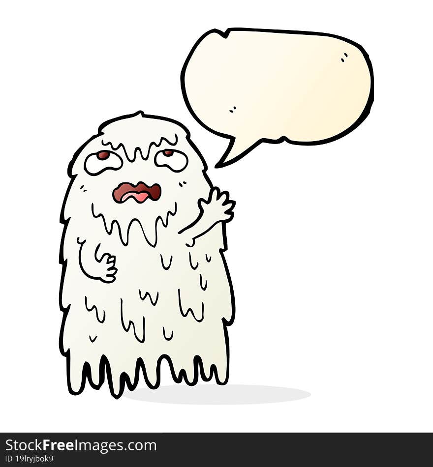 gross cartoon ghost with speech bubble