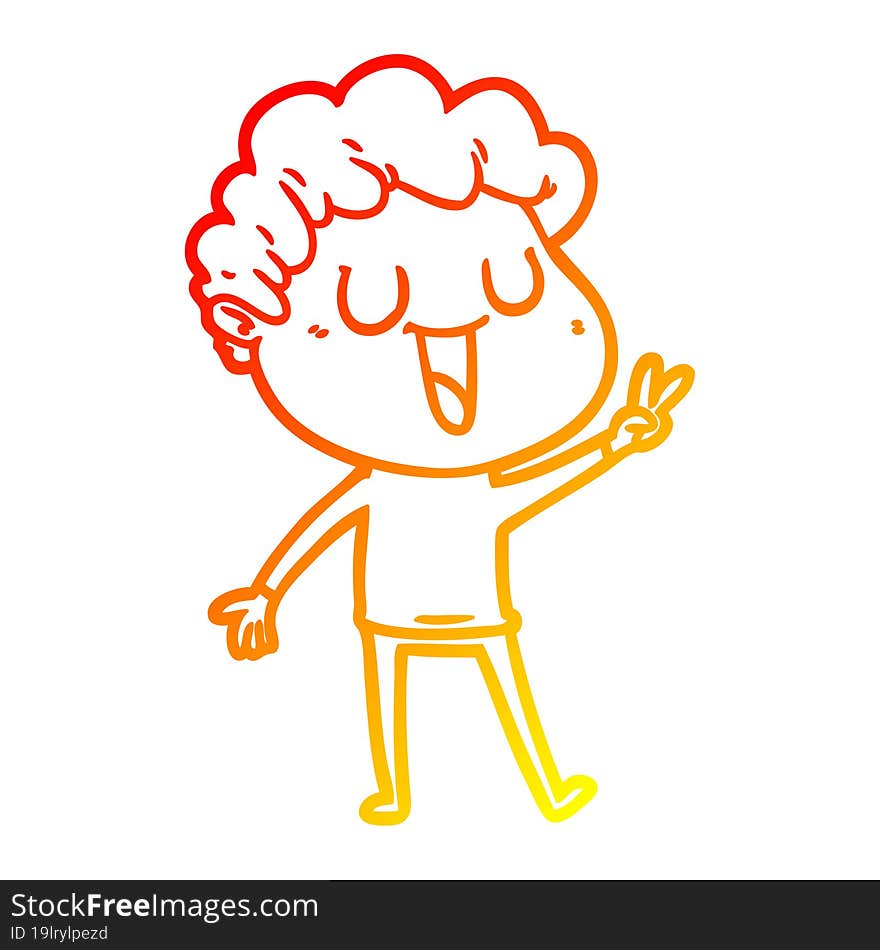 Warm Gradient Line Drawing Laughing Cartoon Man