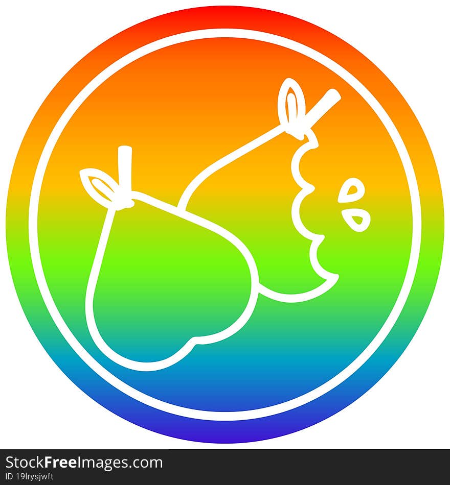 Bitten Pears Circular In Rainbow Spectrum