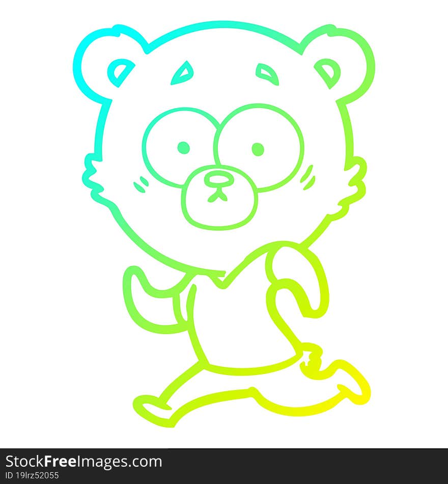 cold gradient line drawing surprised polar bear cartoon