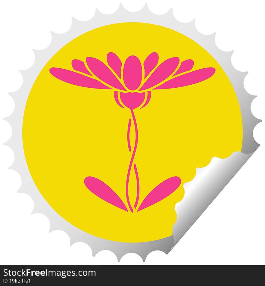 circular peeling sticker cartoon of a flower