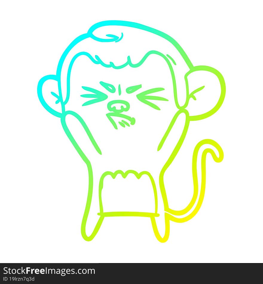 cold gradient line drawing cartoon angry monkey