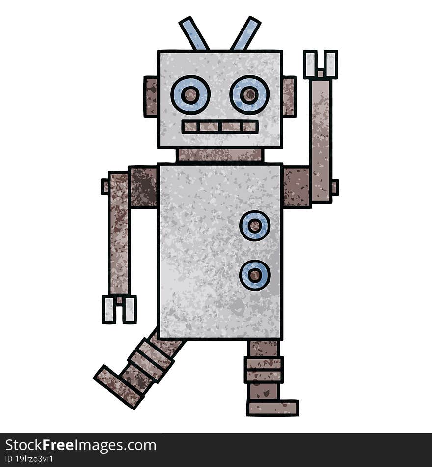 Retro Grunge Texture Cartoon Dancing Robot