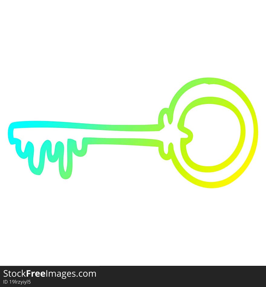 cold gradient line drawing cartoon old key