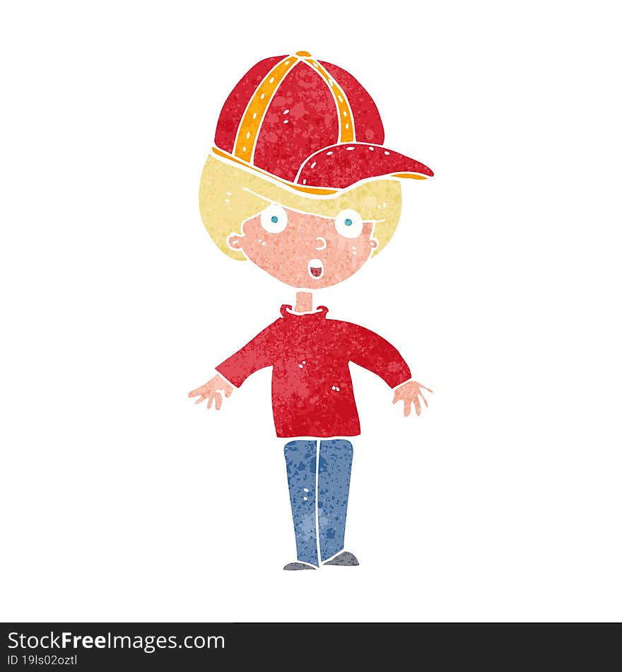 cartoon boy wearing cap