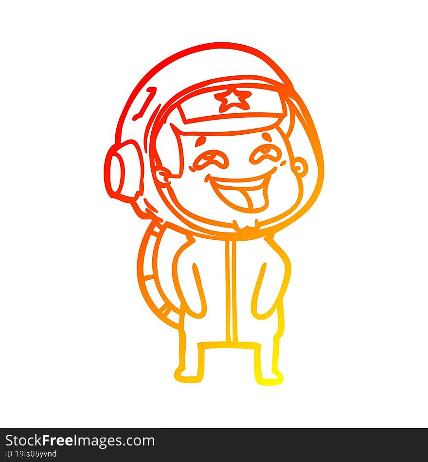 warm gradient line drawing cartoon laughing astronaut