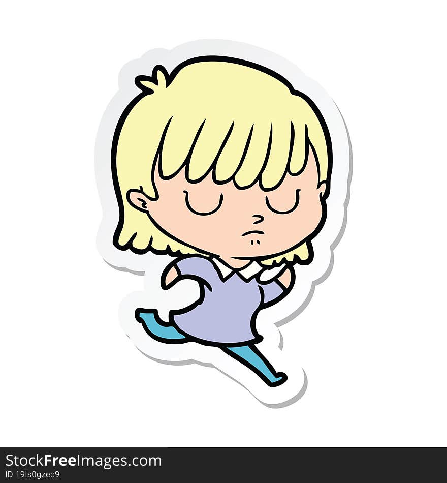 sticker of a cartoon woman