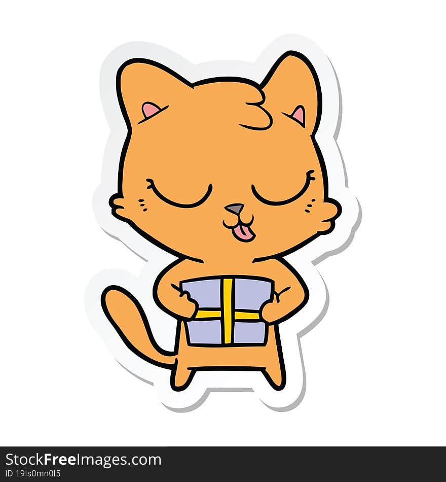 sticker of a cute cartoon cat