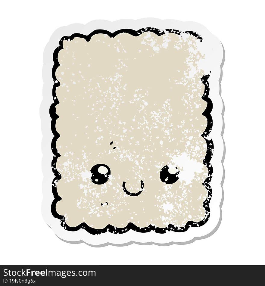 distressed sticker of a cartoon biscuit