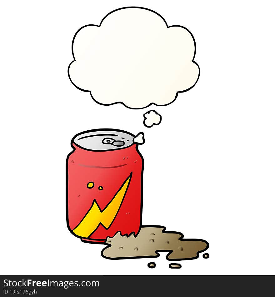 cartoon soda can and thought bubble in smooth gradient style