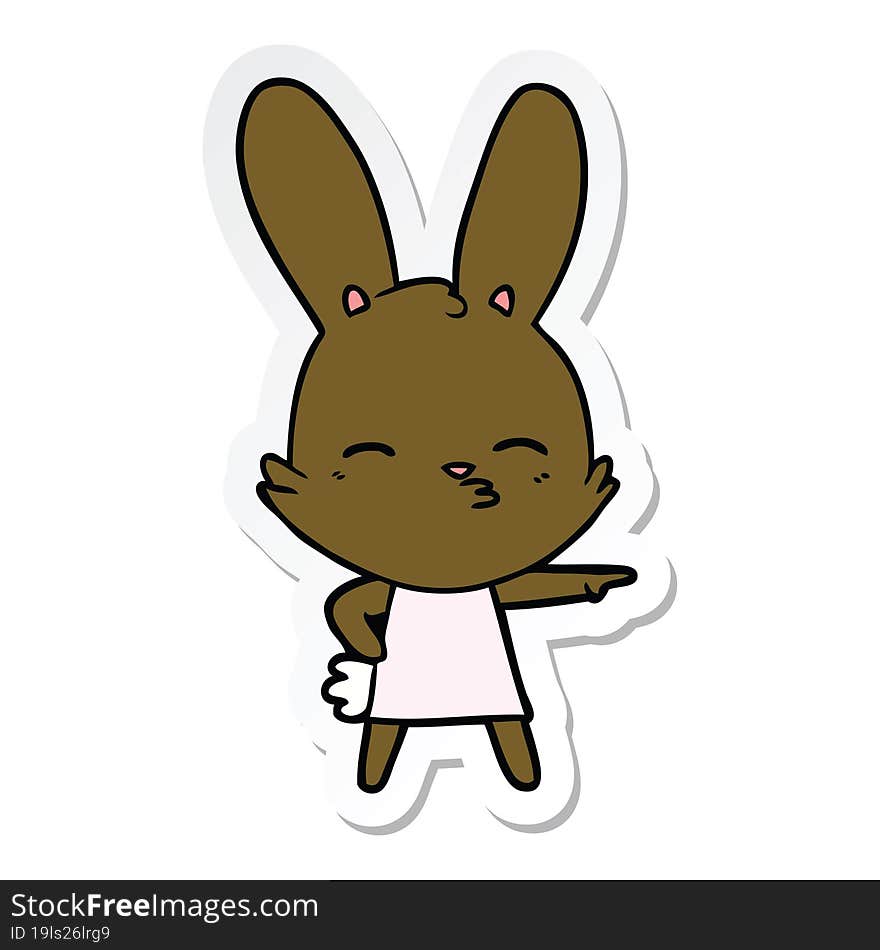 Sticker Of A Curious Bunny Cartoon