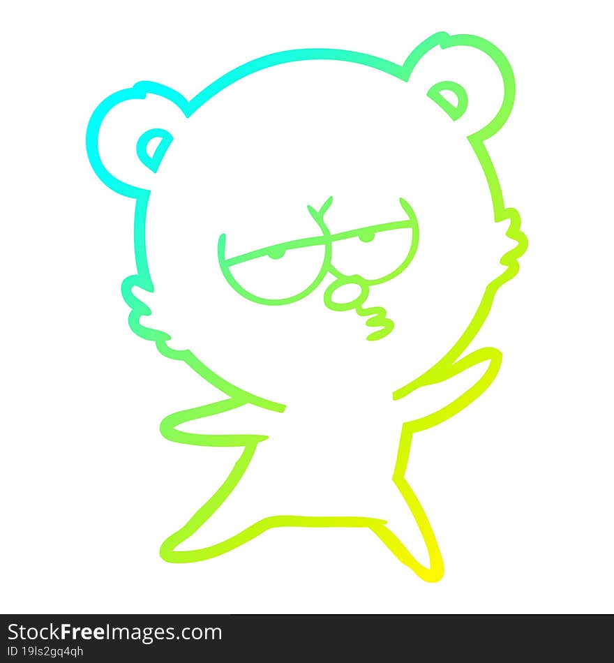 cold gradient line drawing bored bear cartoon