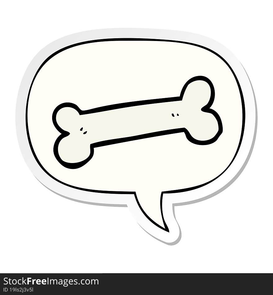 cartoon bone and speech bubble sticker