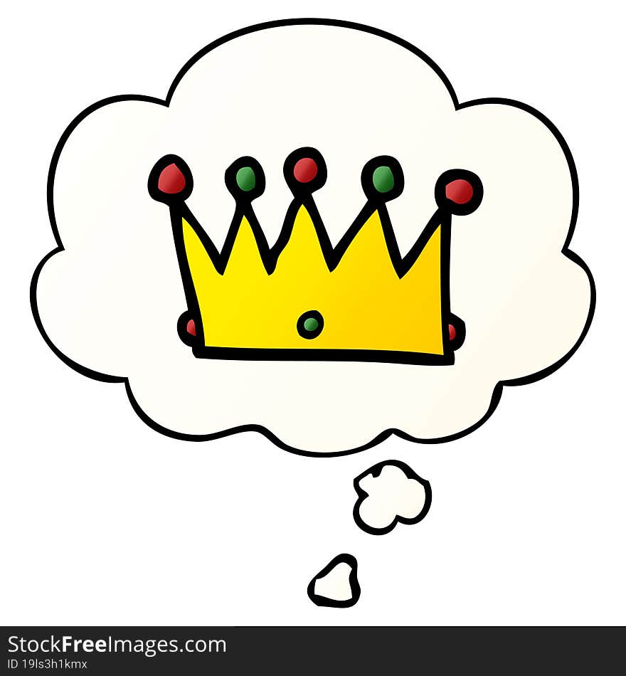 cartoon crown and thought bubble in smooth gradient style