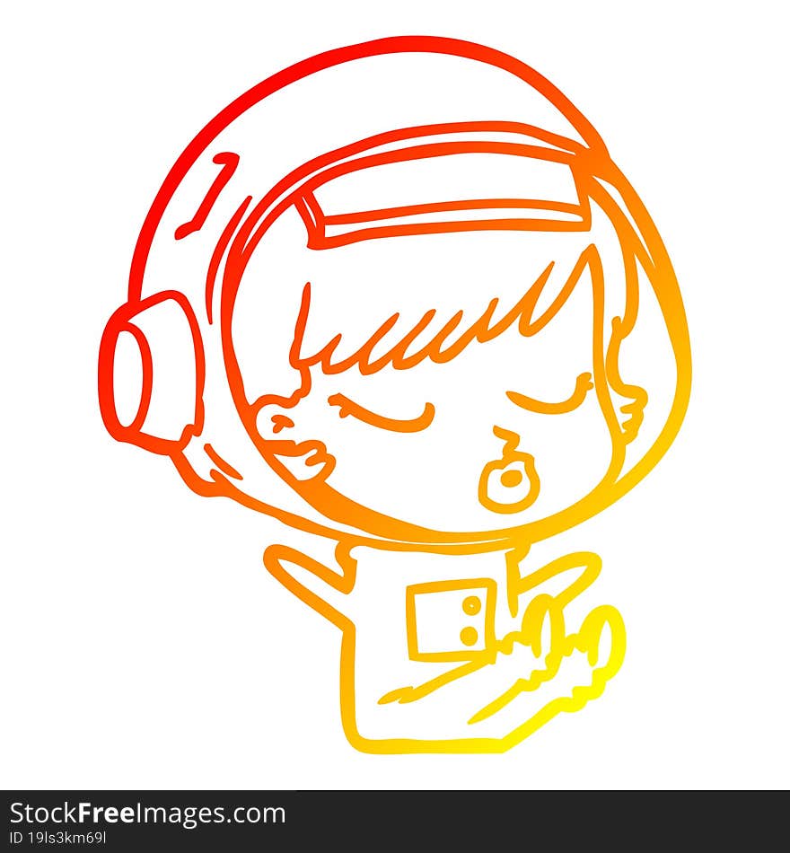 warm gradient line drawing cartoon pretty astronaut girl