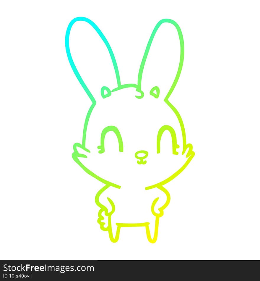 cold gradient line drawing of a cute cartoon rabbit