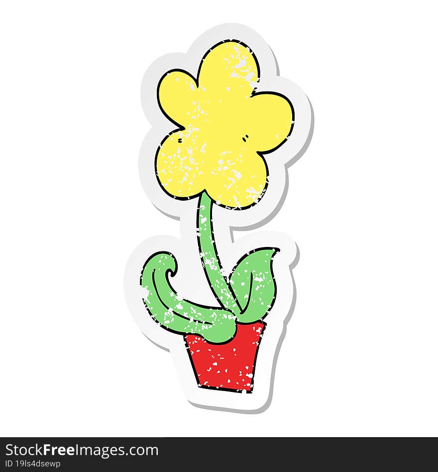 Distressed Sticker Of A Cute Cartoon Flower