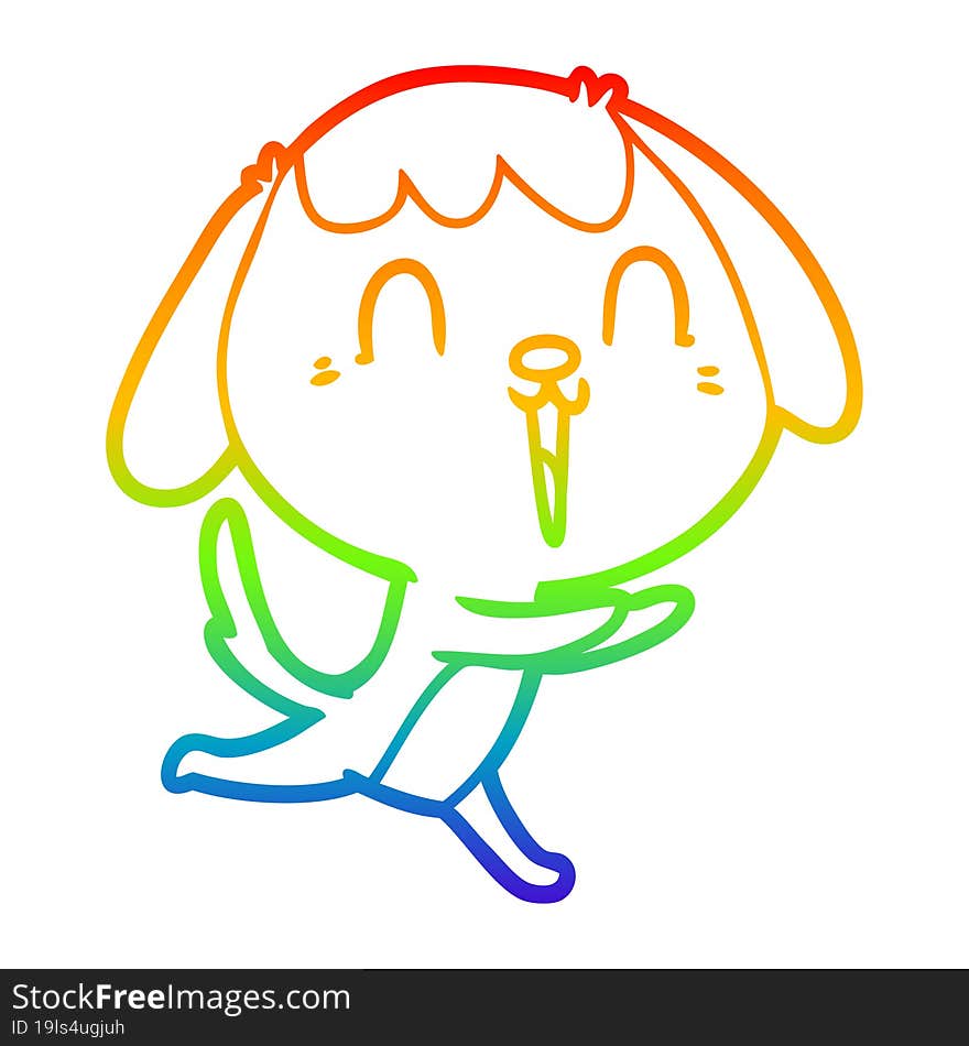 Rainbow Gradient Line Drawing Cute Cartoon Dog