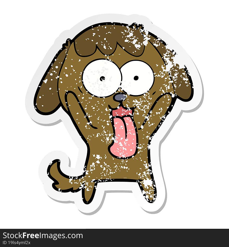 Distressed Sticker Of A Cute Cartoon Dog