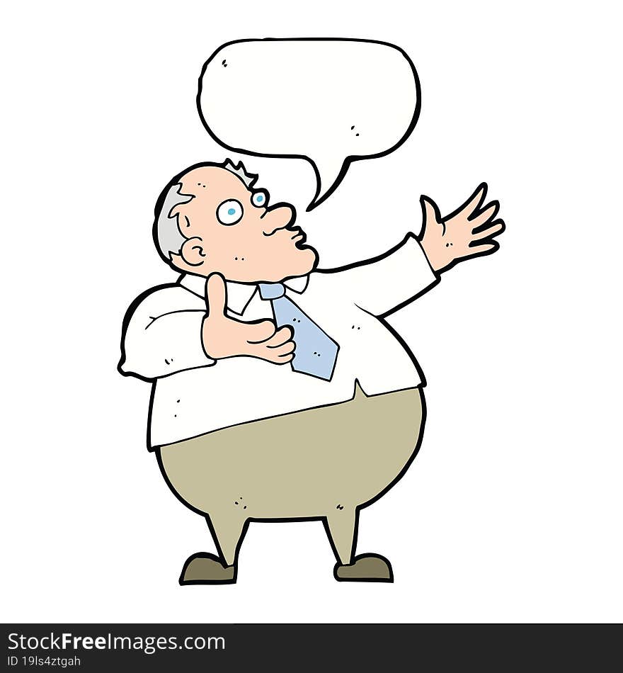 cartoon exasperated middle aged man with speech bubble