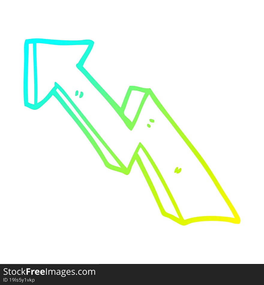 Cold Gradient Line Drawing Cartoon Rising Arrow