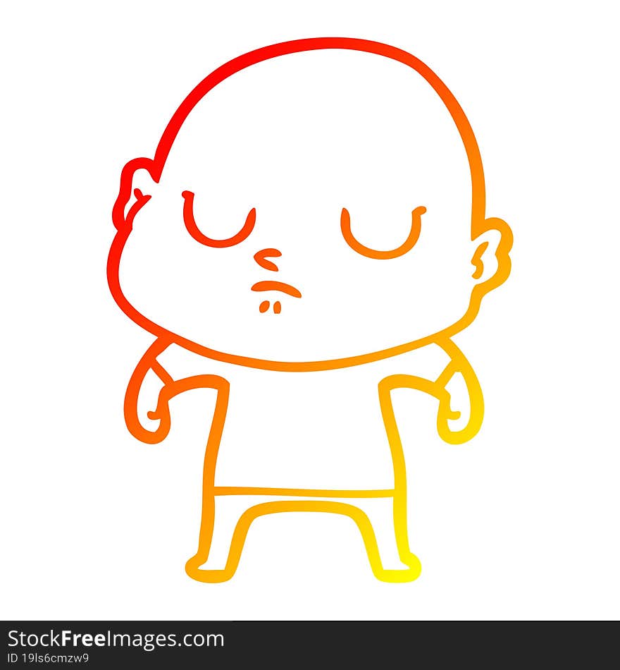 warm gradient line drawing of a cartoon bald man