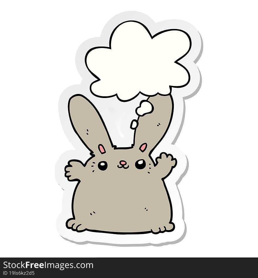 cartoon rabbit with thought bubble as a printed sticker