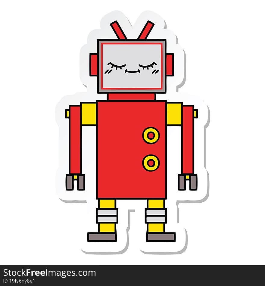 Sticker Of A Cute Cartoon Robot