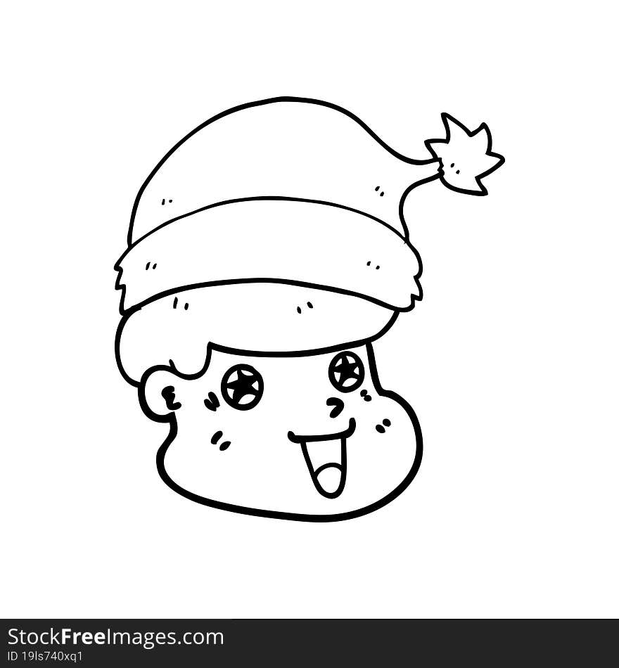 cartoon man wearing christmas hat