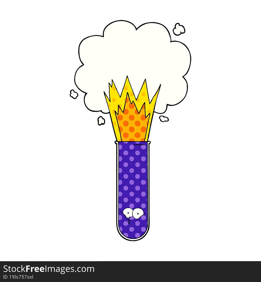 cartoon exploding chemicals in test tube. cartoon exploding chemicals in test tube