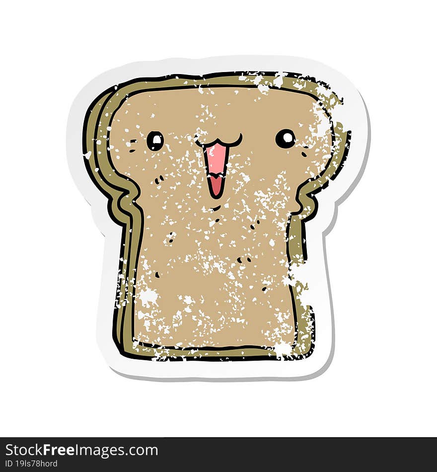 distressed sticker of a cute cartoon toast