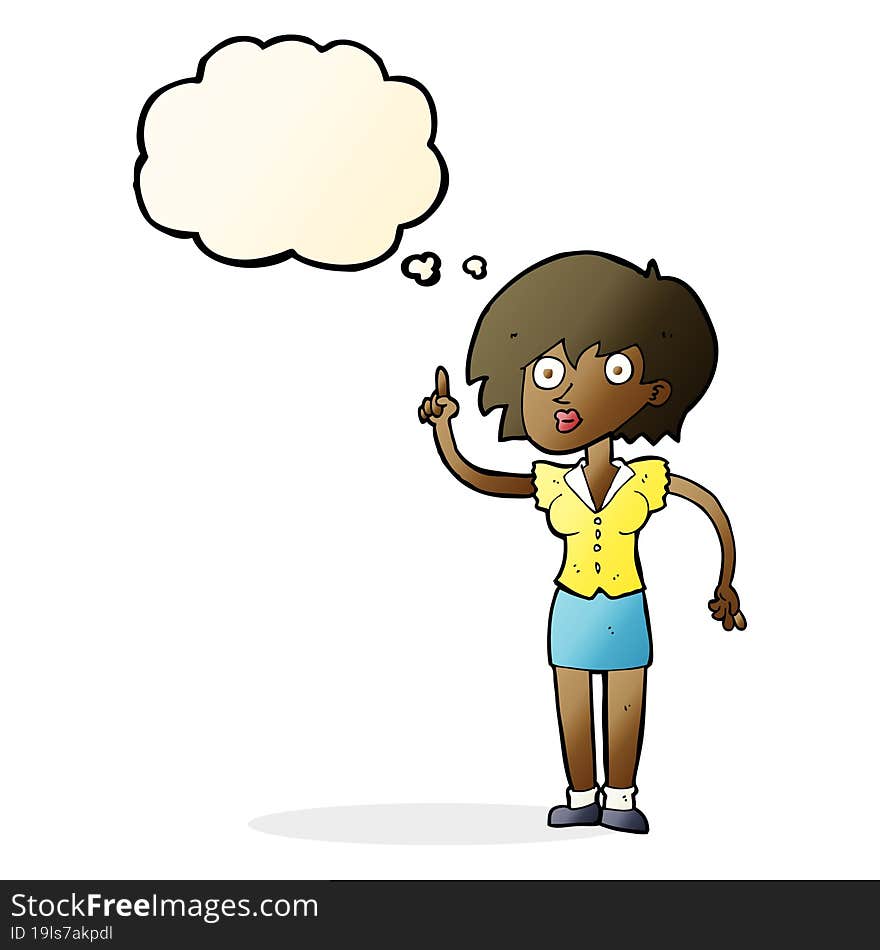 Cartoon Woman With Question With Thought Bubble