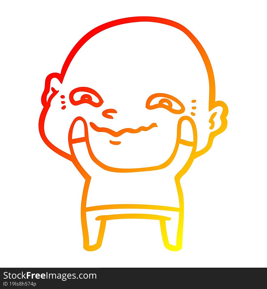 warm gradient line drawing cartoon creepy guy